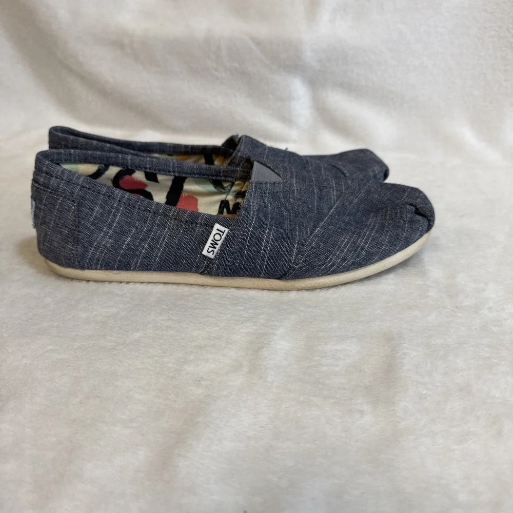 TOMS Women's Denim Wedge Flats Shoes‎ Blue Size W8